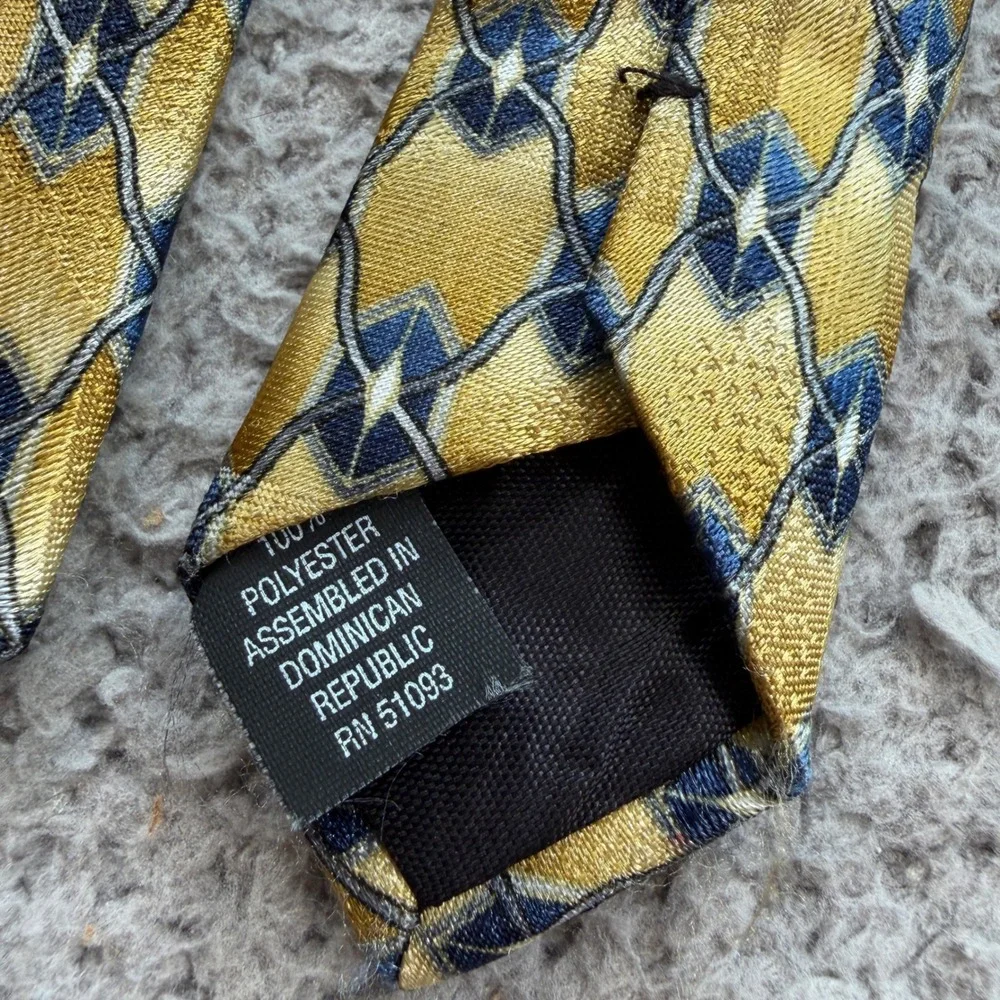 Vintage Mens Tie Lot The Nature Conservancy Silk Duck & Puritan Geometric Gold